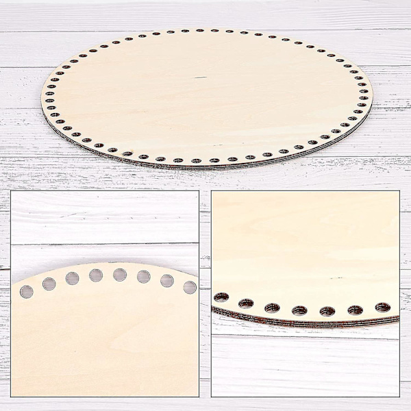 30 cm luonnonpuinen korikatto reiällä, pyöreä tyhjä puupohjainen DIY-neulomiseen ja virkkaamiseen Bo-yuhao
