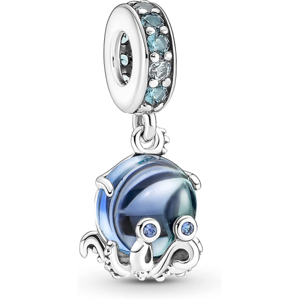 791694c01 Sød blæksprutte Murano glas charme vedhæng Sterling sølv med Lmell kubisk gave