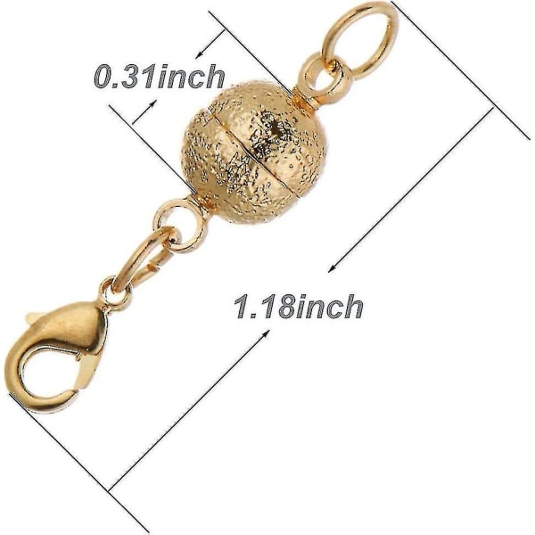 4 stk magnetisk smykkespænde til armbånd halskæde 8 mm neglesandskrubbefinish Rundt design guld/sølv farve