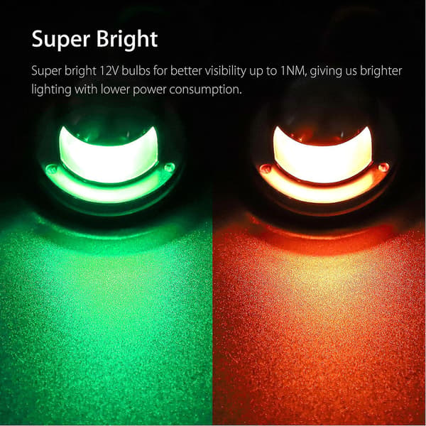 2 stk. LED Navigationslys Dæksmontering, 12V Nye Marine Sejllys
