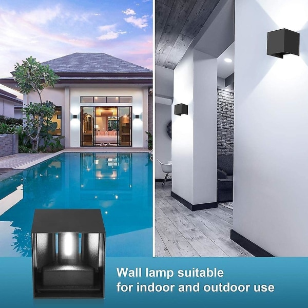 LED-vägglampa för utomhus/inomhus, upp/ner, IP65 vattentät, 12W