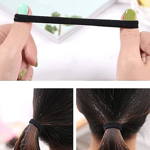 100 stk. Hårbånd Sorte Elastiske Hårbånd Bobbles