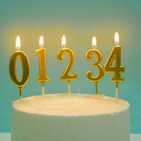 Guld nummer ljus tårta topper barn födelsedag dekoration