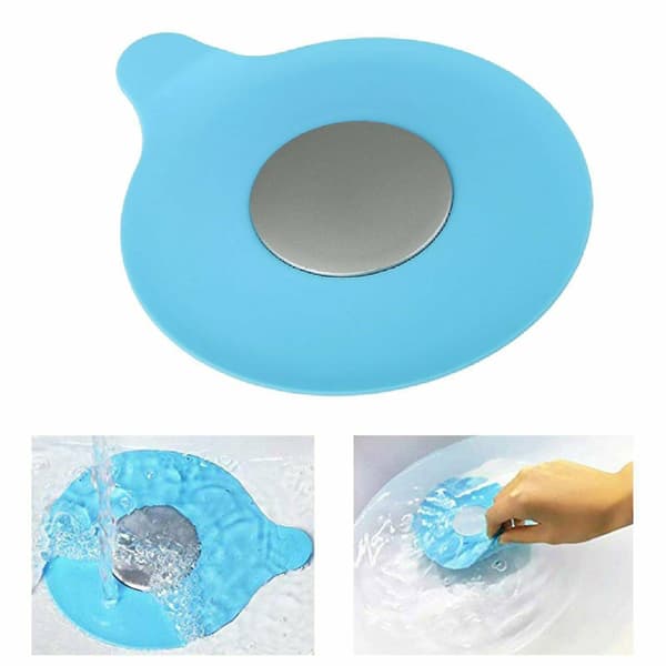 Silikonavloppsplugg för golv, badkar och handfat, 2-pack - blå