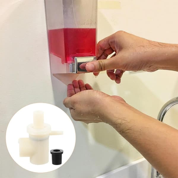 2 st väggmonterade tvålpumpbytespumpar för lotioner och flytande tvålar, plastmaterial, vit färg
