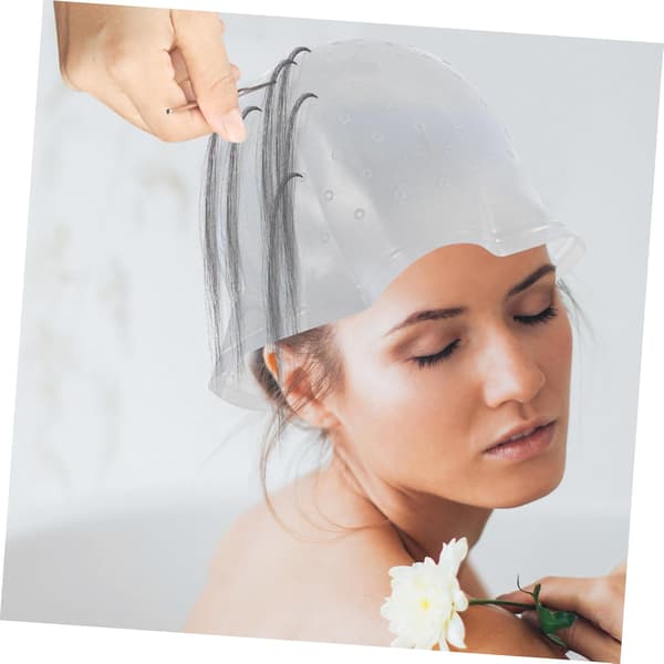 Silikon hårfargehette for striper Gjenbrukbar hårfargehette Elastisk bånd for salong Hjemmefrisering