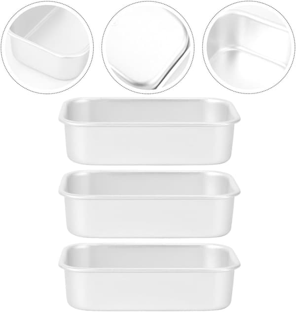 3 stk. bageforme brødforme rektangulær aluminiumslegering multifunktionel nem