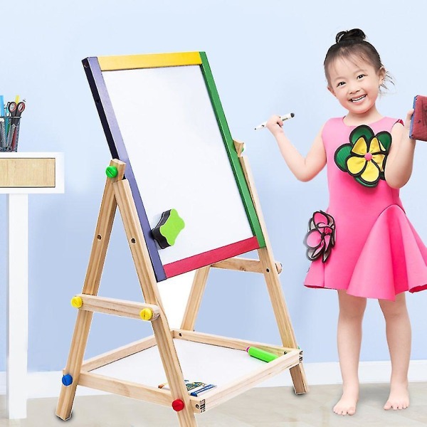 Säädettävä lasten piirustuslauta taitettava magneettinen puinen paneeli
