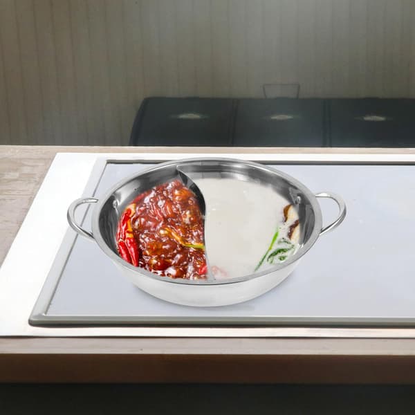 Rustfritt stål Hotpot Gryte Kasserolle Praktisk Solid Sølv Dobbeltsmak Deler Design