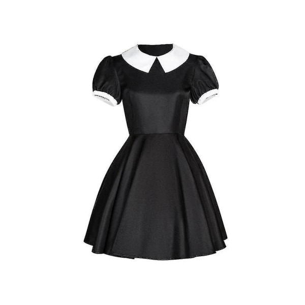 Wednesday Adams Kostume Sæt Kortærmet Kjole Broche Outfits Til Kvinder Rolleleg L Dress 2