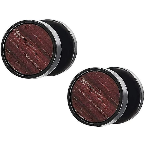 10mm Sorte Cirkel Ørestikker til Mænd og Kvinder i Træ og Stål - Falske Plugs