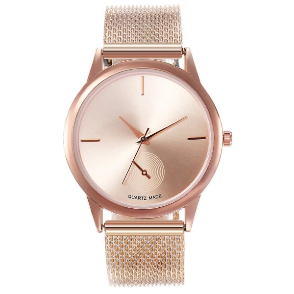 Damklocka i elegant och kreativ plastnät med kvartsurverk Gold-faced gold shell gold strap