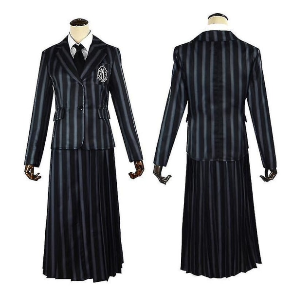 Onsdag Addams The Addams Nevermore Costume Uniform Suit Set Kvinneklær L Style 1