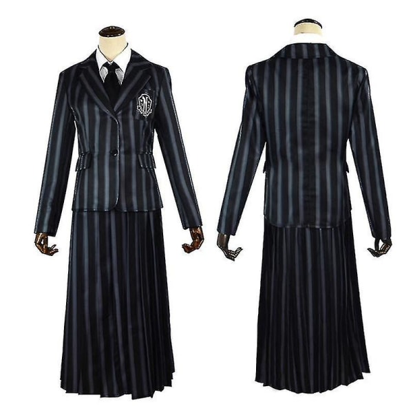 Wednesday Addams The Addams Family Nevermore Kostym Uniform Set Kvinnokläder M Style 9