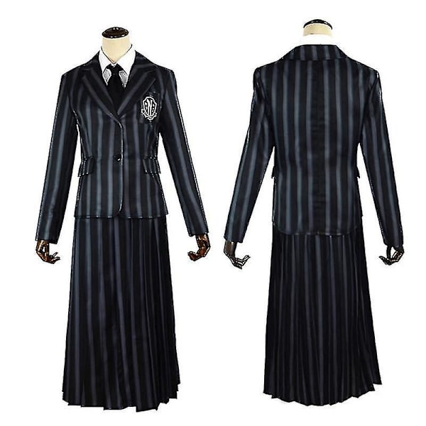 Wednesday Addams The Addams Family Nevermore Kostyme Uniform Dresssett Kvinneklær L Style 3