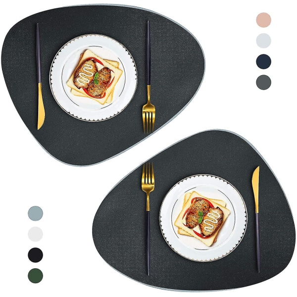 2pcs Placemats Round Leather For Dining Table Mats Heat-resistant Non-slip Washable