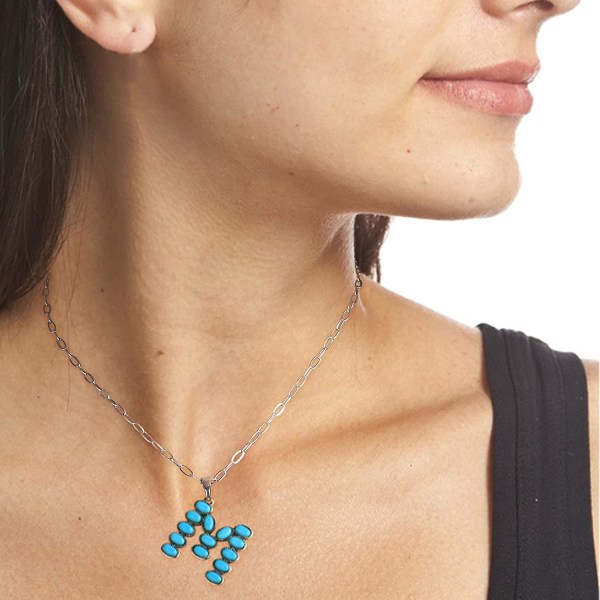 Turkos halsband Cowgirl halsband Natual Stones brevhänge 16+3 tum vintage smycken för kvinnor