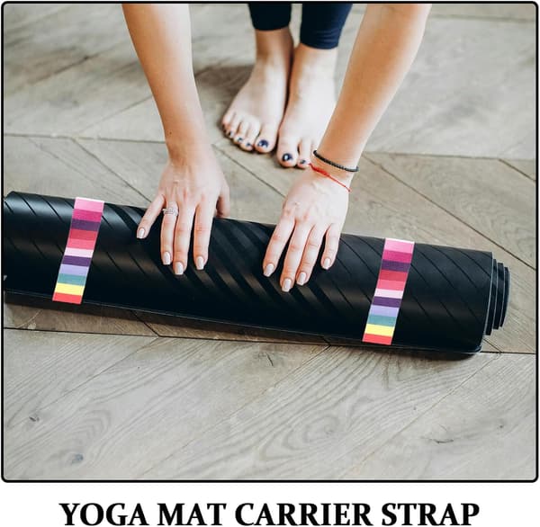 Yogamatte-stropp med digitalt trykk regnbuestripe, solid bæreband for yogamatte