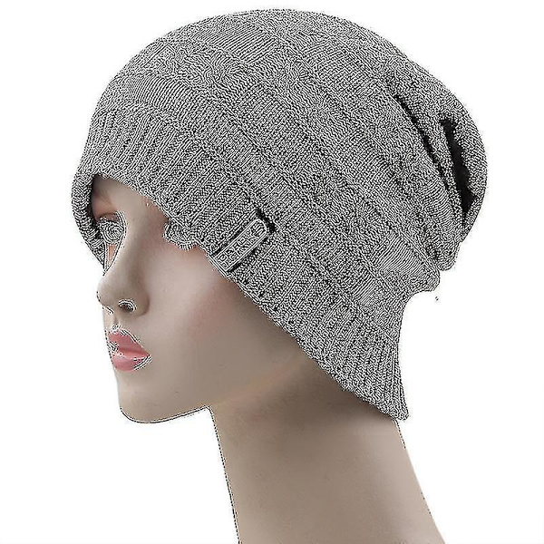 Enkel Bogstav Vinterhue Lang Størrelse Strikket Kasket Høj Kvalitet Casual Beanies