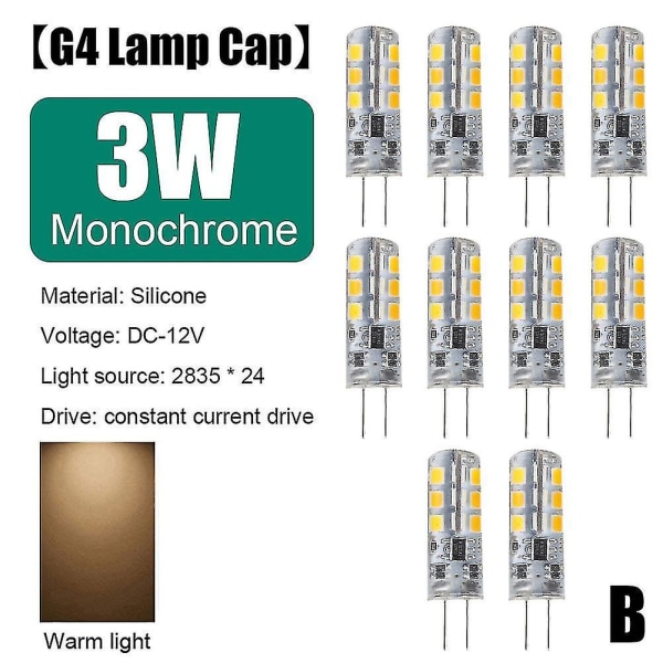 10st G4 LED-lampa 12v 1,5w/3w mini silikonlampa Light Spotlight ljuskrona 10x 3w