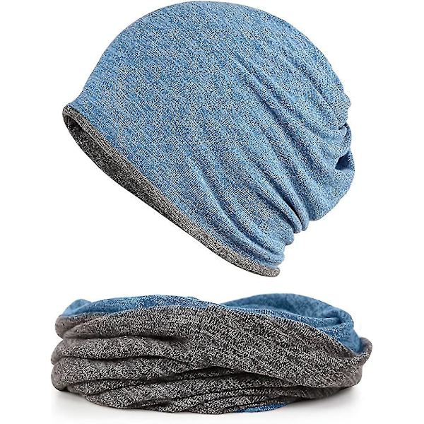 Hatt for menn og kvinner i bomull, avslappet beanie, myk og lett løpehatt, kort hatt for voksne, kjemisk hatt, avslappet hatt Blue*blue