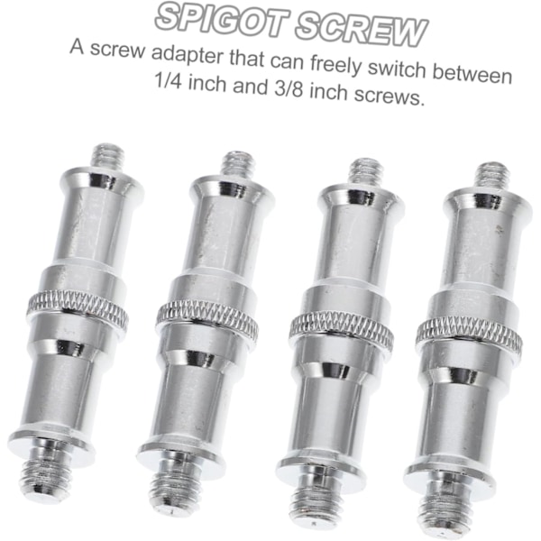 4 stk. Lysstativ Adapter Skrueadapter 1/4 til 3/8 Konverter for Kamerastativ Standard Cold Shoe Adapter