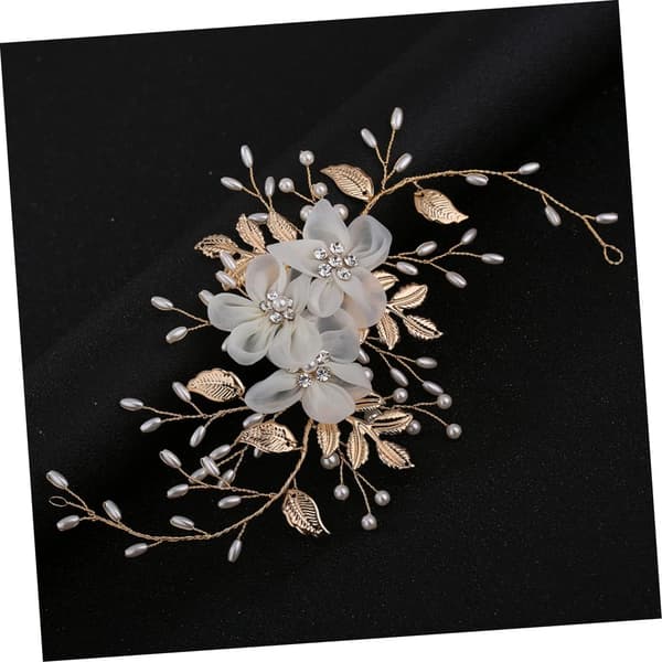 Brudehodeplagg Perle Rhinestone Klassisk Bryllupshårbånd for kvinner Stoffblomsthårbånd