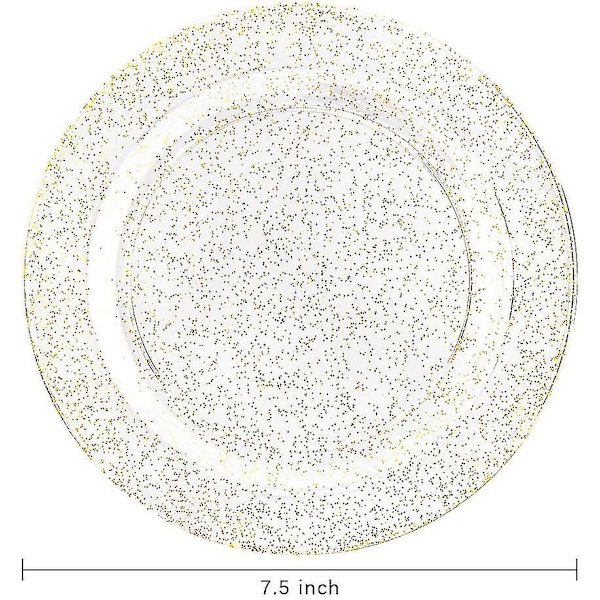 40 stk Gull Plasttallerkener Engangs Gull Glitter Forrettstallerkener