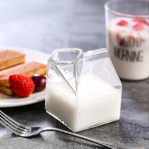 2-pak Glas Mælkekarton Klar Mini Flødekande Pitcher Saftflaske