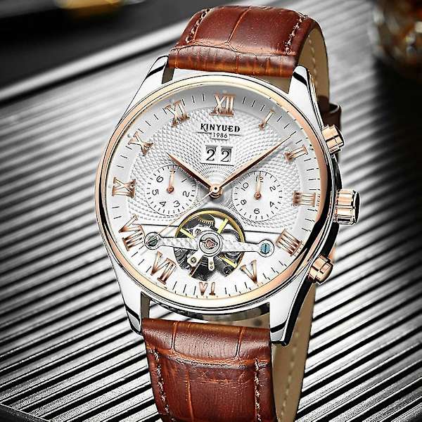 Vandafvisende Herre Business Ur Tourbillon Automatisk Mekanisk