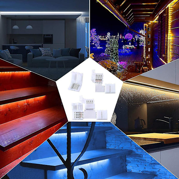40 stk LED lyslistkoblinger 10 mm loddefrie hvite