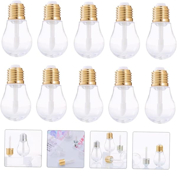 10 st miniglödlampformade läppstifttuber DIY påfyllningsbara läppglansbehållare bärbara läppbalsamflaskor