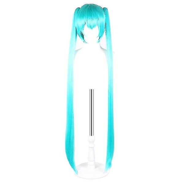 Vocaloid Cosplay parykker 110 cm lang grønn rosa med 2 klips Miku syntetisk hår parykk Green