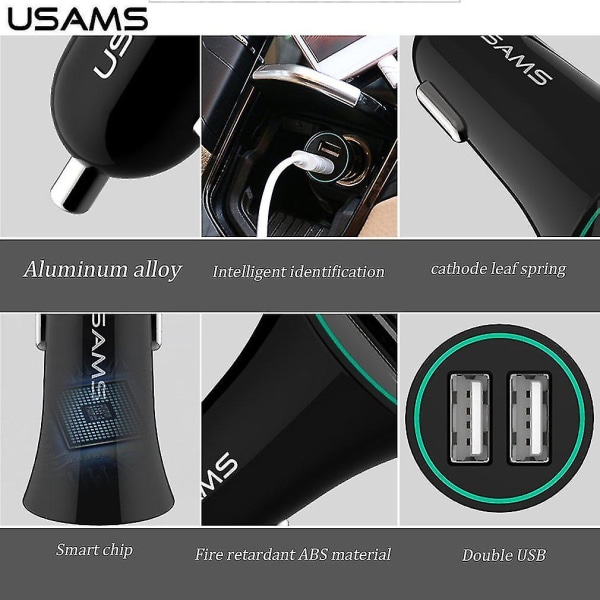 Usams Us-cc013 Liten Horn 2.1a Dobbel USB-porter Billader