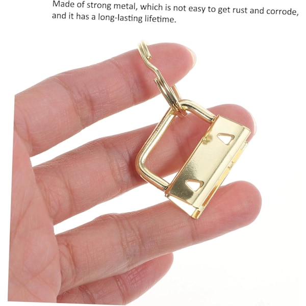 50 stk. DIY Metal Nøglering Nøglevedhæng Hardware Nøglering til Bagage Håndledsrem Stof Præget 25mm Guld
