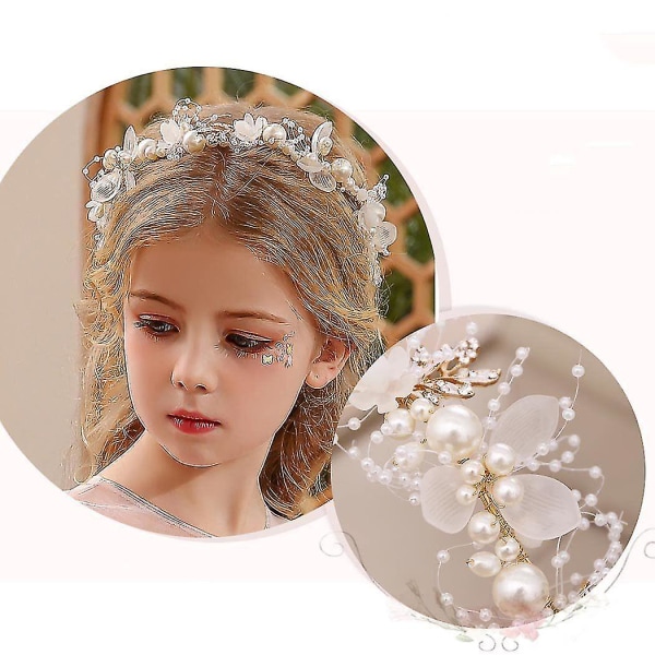 Bryllupshårpynt Guld Perle Pandebånd Brud Baby's Breath Krystal Hårranke Til Prinsesse Blomst