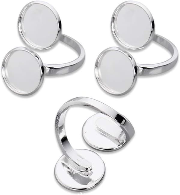 5 stk. justerbare forsølvede ringbaser 12 mm indvendig diameter bærbare ringholdere