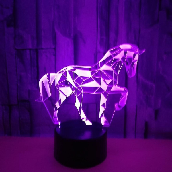 3D Häst Nattlampa 7 Färger LED Bordlampa USB Laddare