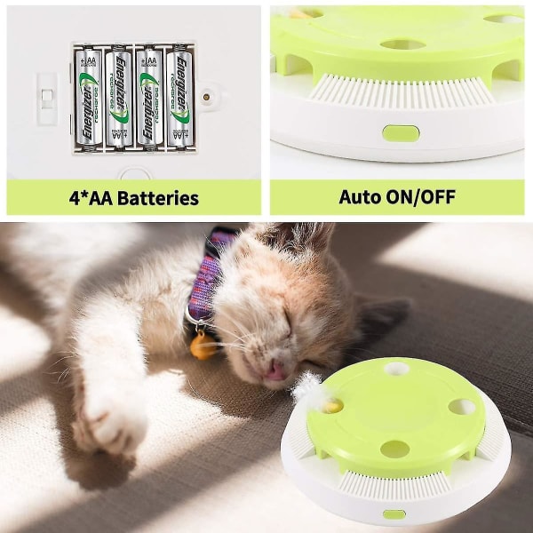 Interaktivt kattelegetøj, elektronisk automatisk kattelegetøj med  tilfældigt roterende fjer Auto tænd/sluk funktion a30c | Fyndiq