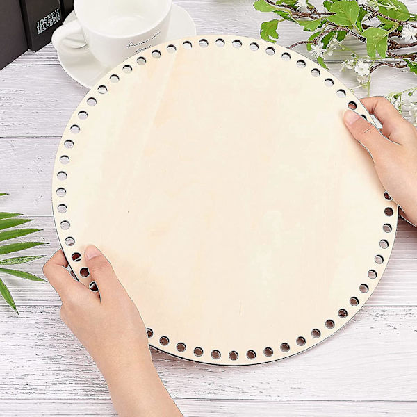 30 cm luonnonpuinen korikatto reiällä, pyöreä tyhjä puupohjainen DIY-neulomiseen ja virkkaamiseen Bo-yuhao
