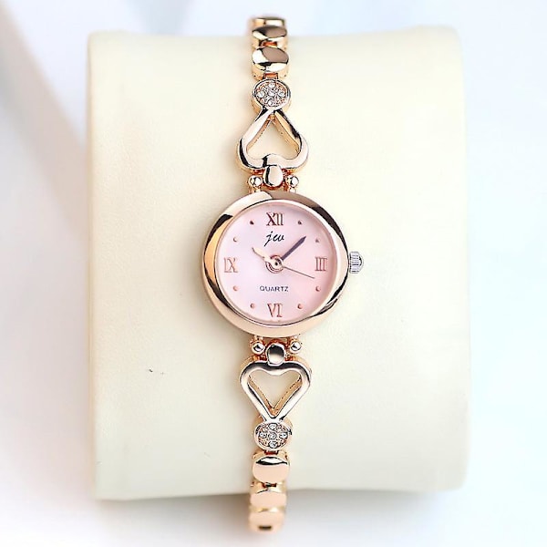 Moteklokke for kvinner, stålreim, studentklokke, armbånd, elektronisk, enkel, stilig, kvartsklokke Gold strap white plate
