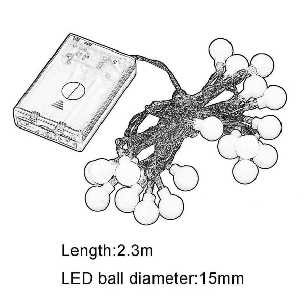 Paristo-LED-valot 2,3m 50LED-pallovalot