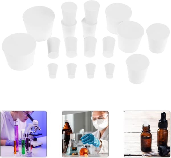 18 stk. solide gummipropper, koniske laboratoriepropper til reagensglas, pipetteprop-sortiment