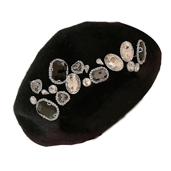 Fransk Beret Hat med Rhinestones - Newsboy Hat - Malerhat - Kvinder - Slouchy