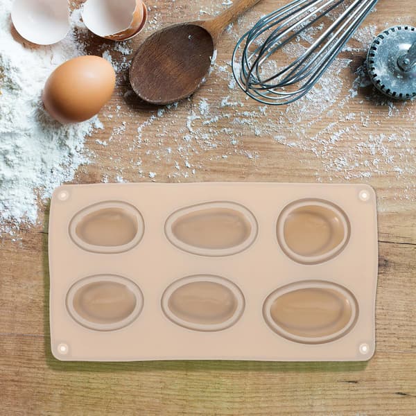Silikonform for sjokolade- og kakebaking, 6-hulroms småsteinform, matkvalitets silikon