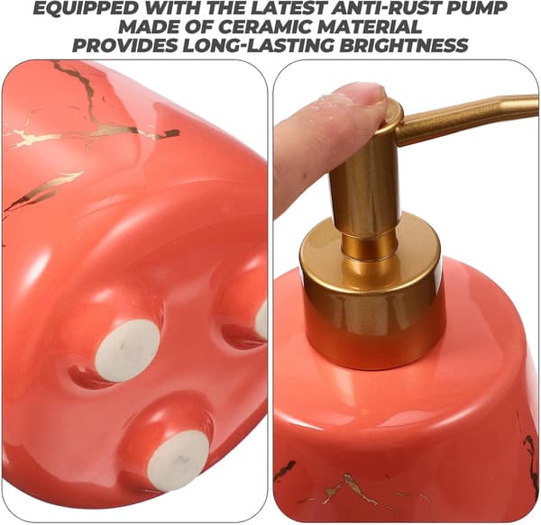 Keramisk sæbedispenserflaske 300 ml med rustfri pumpe, bærbart design
