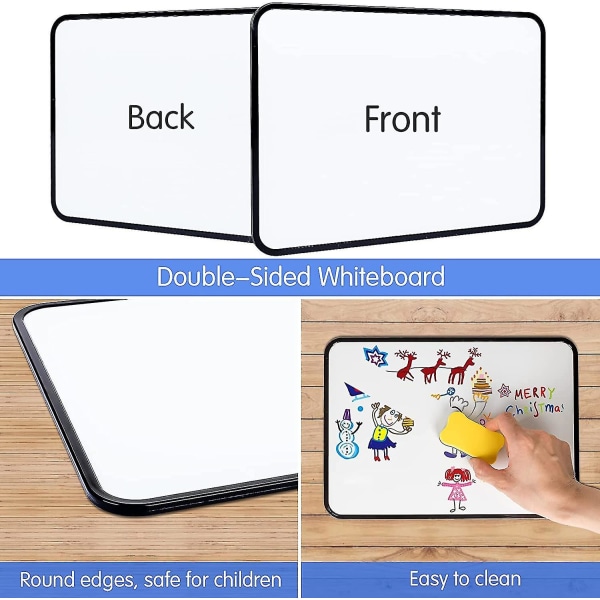 Dry Erase Whiteboard, A3 Dobbeltsidig White Board med Dry Erase-penner, magneter og viskelærfarge Tilfeldig for barn eller skole, hjemme (42x30cm Bl