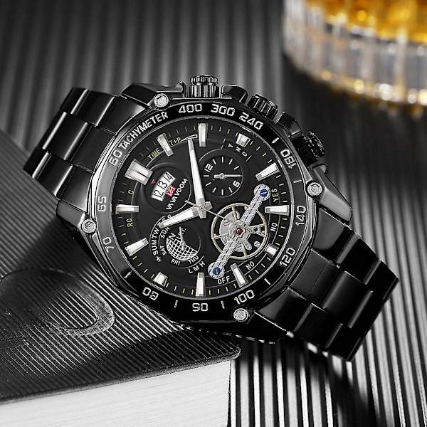 Luminous Trendy Studentklockor Herrar Tourbillon Icke-automatisk Mekanisk Klocka 2421h