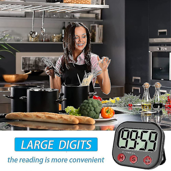 Køkken Timer, Digital Synlig Timer Magnetisk Ur Stopur Nedtællingstimer