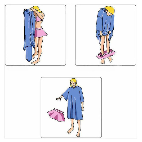 Mikrofiber Badhandduk med Huva för Vuxna Snabbtorkande Poncho